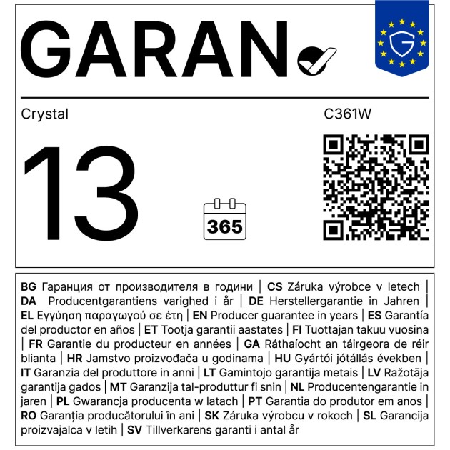 Лира за баня Crystal BAUXITE Compact  бяла 551 W