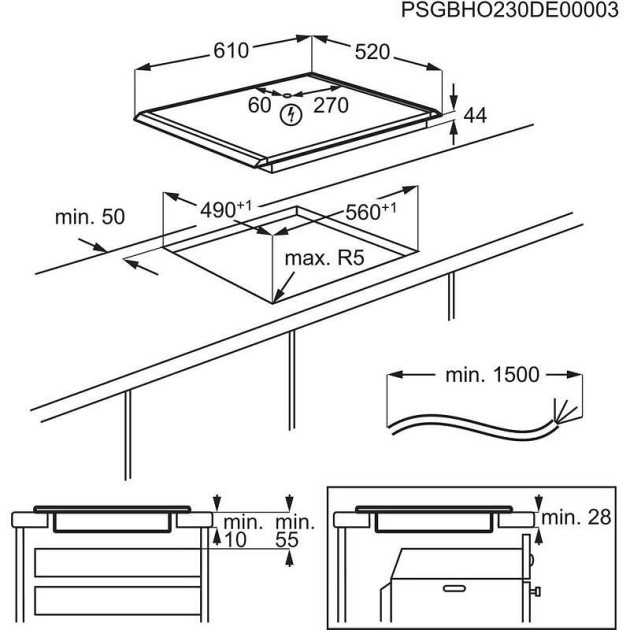 Плот за вграждане SenseBoil+Fry AEG NII64B30AZ индукционен