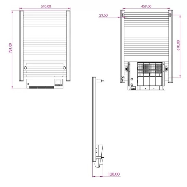 Eлектрическа лира за баня Noor Turbo 500W + 1000W