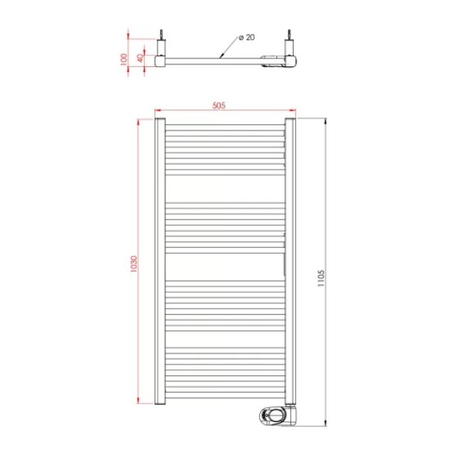 Eлектрическа лира за баня NOOR 750W